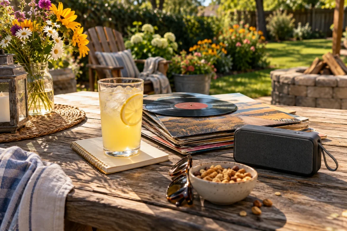 Een ontspannen middag met muziek en limonade in de tuin.